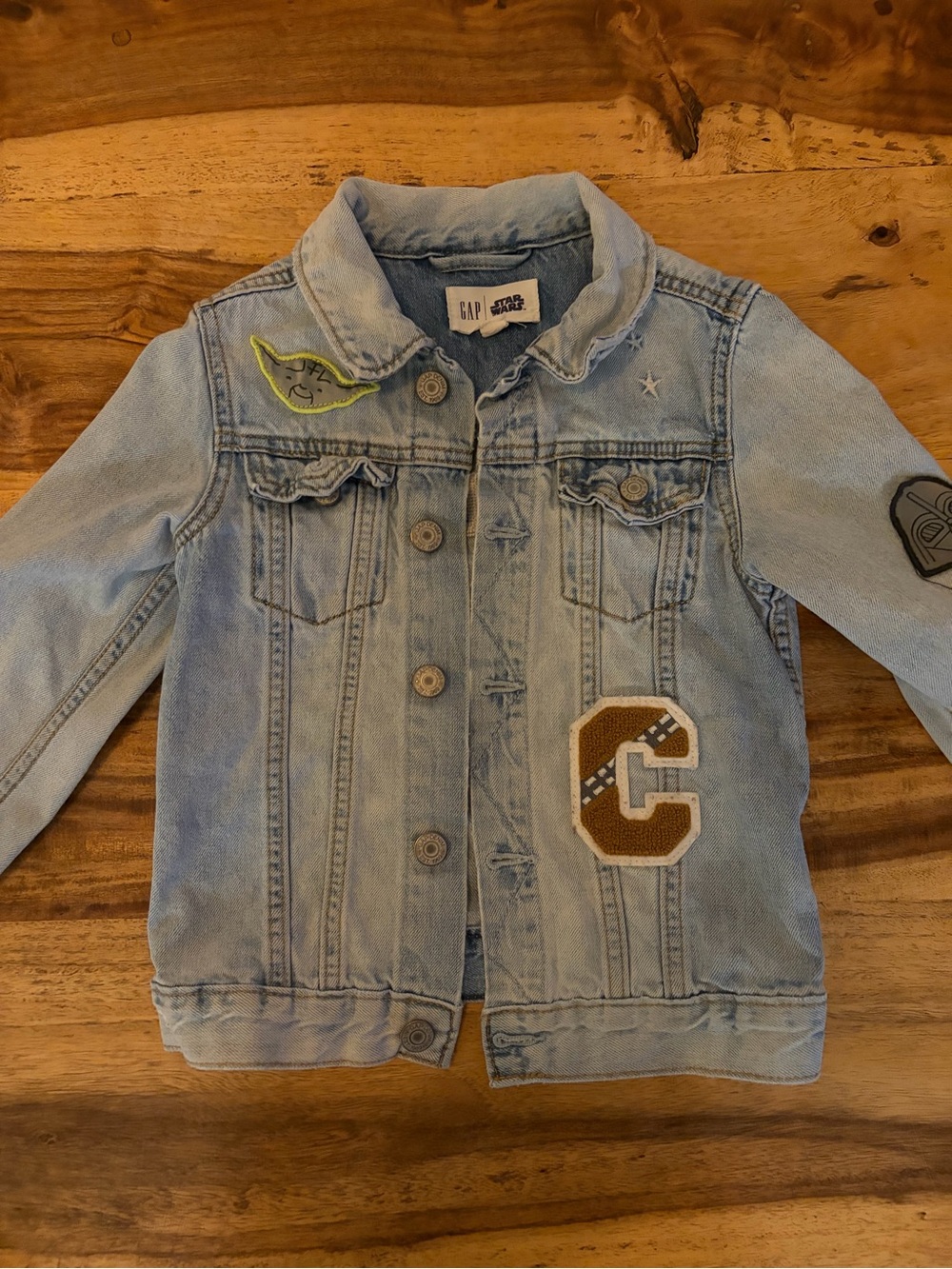 GAP Star Wars - Kids Light Blue Denim Jacket with Patch Detail (Size 5)
